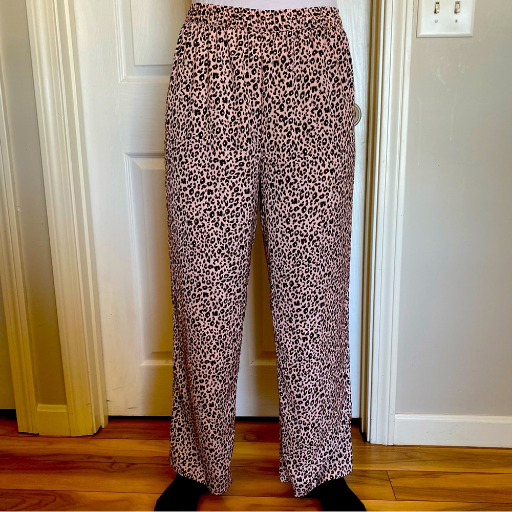Banana Republic - Silky, Pink Leopard Print Wide Leg Pajama Pant